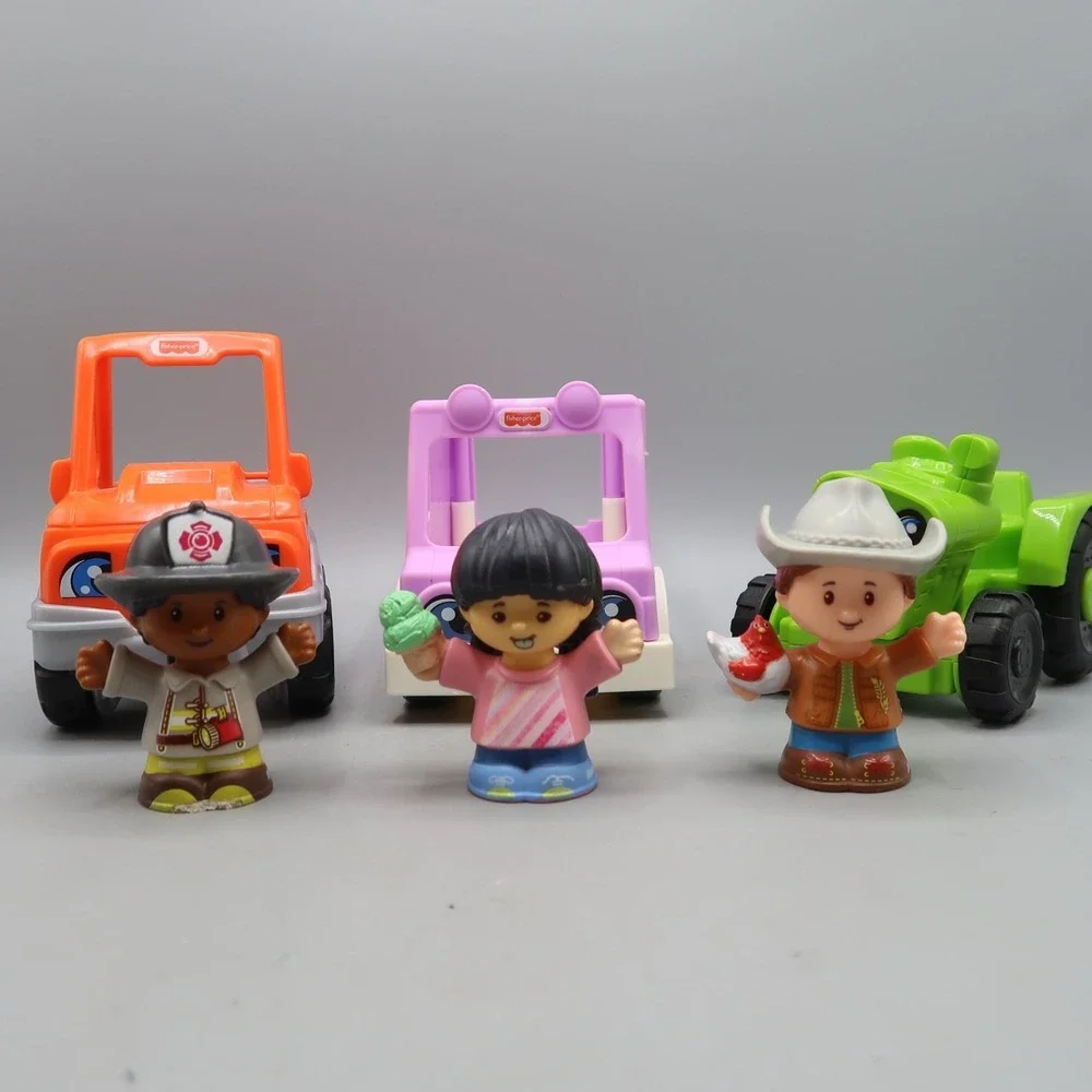 Fisher Price Little People Construction Ice cream Tow Truck Tractor Figures lot
